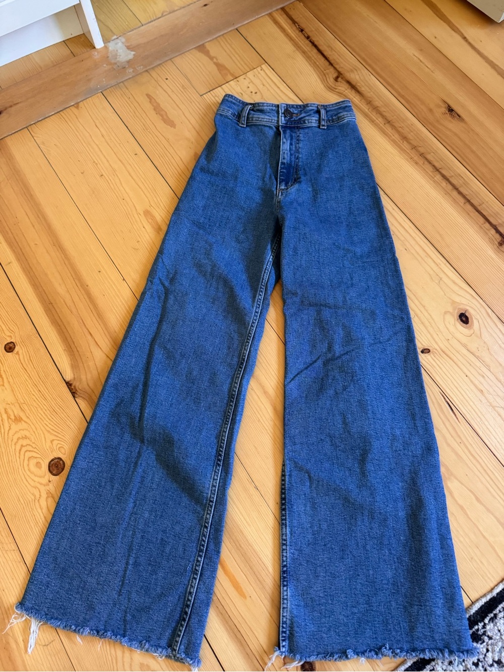 Zara wide leg medium blue jean